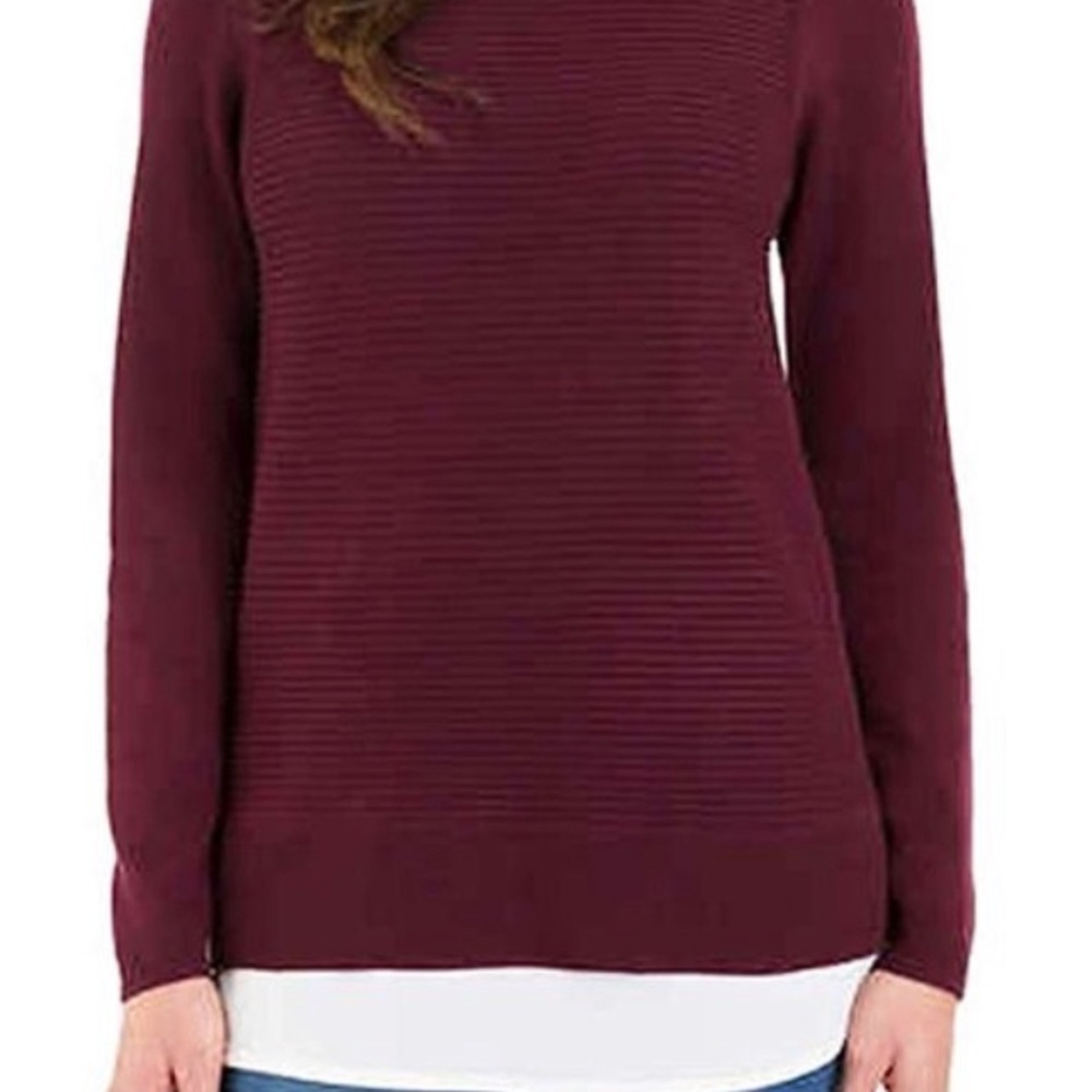 Hilary Radley Ladies 2fer Sweater Heather Wine Ladies Large